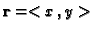 ${\bf r}=<x\,,y>$